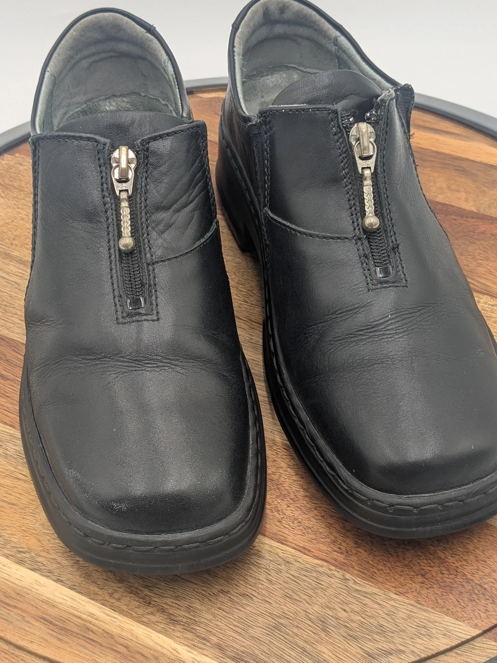 Josef Seibel Black Leather Front Zip Comfort Shoes Size 40